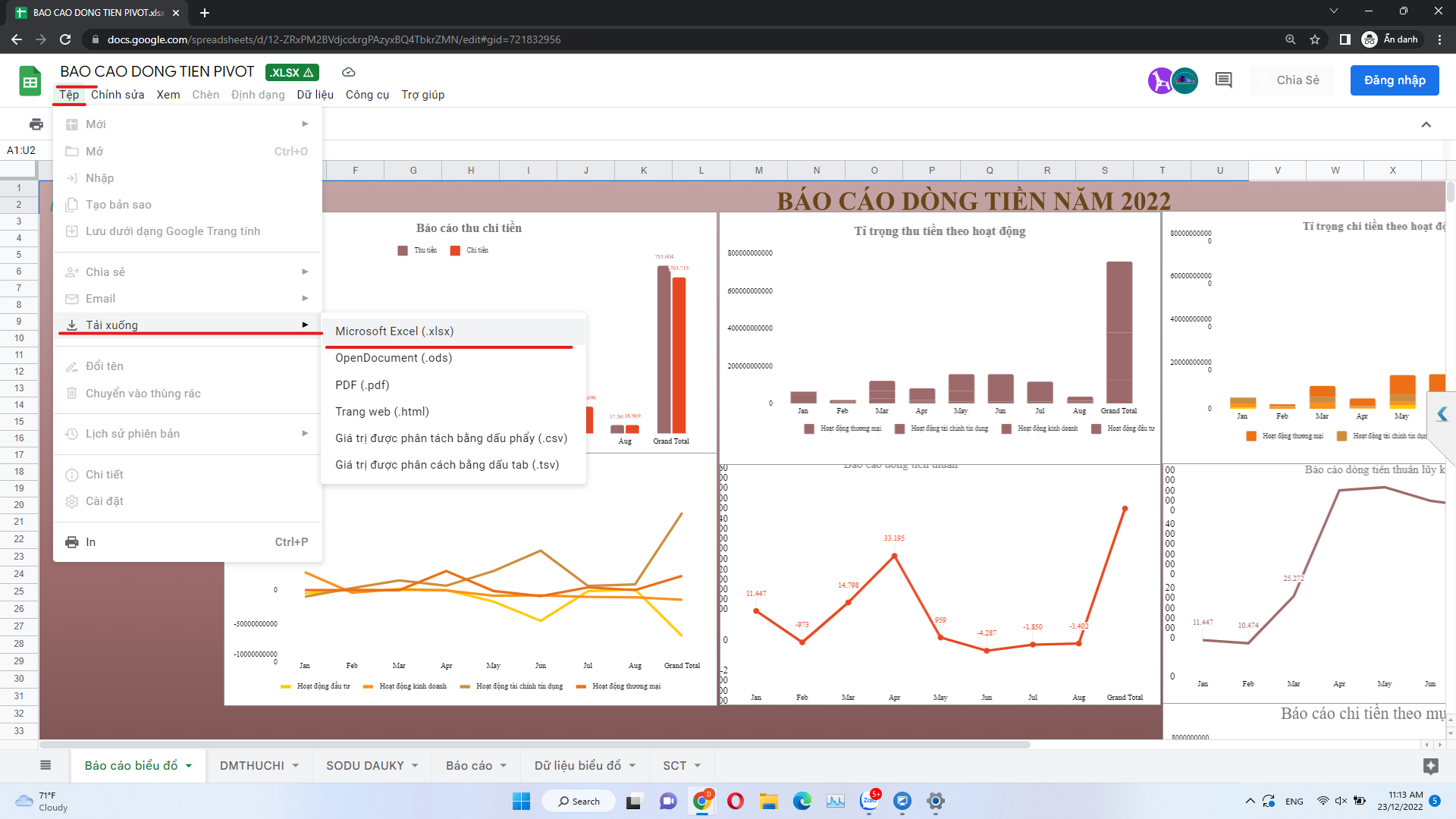 TẶNG FILE BC QUẢN TRỊ DÒNG TIỀN (Pivottable) 2